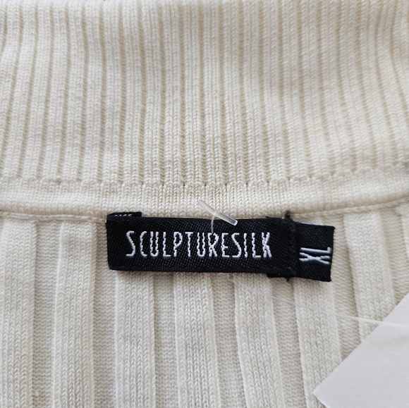 "Sculpture Silk" Silk Blend Bouncy Off White Top NWT - Size XL - Picture 5 of 5